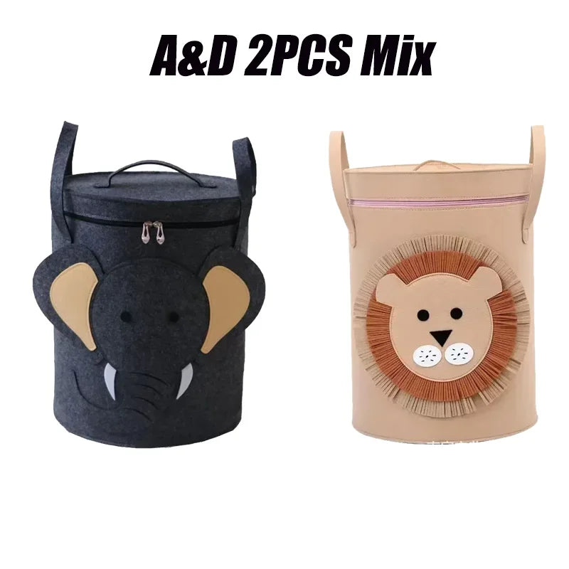Cartoon Animal Storage Baskets Large Capacity Foldable Toy Organizer Bin with Lid for Kids Room Home Nursery Organization