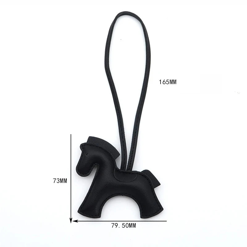 2025 New Fashion Bag Accessories Horse Keychain With Strings Rope All-around PU Leather Tiny Horse Embellishment For Female Gift