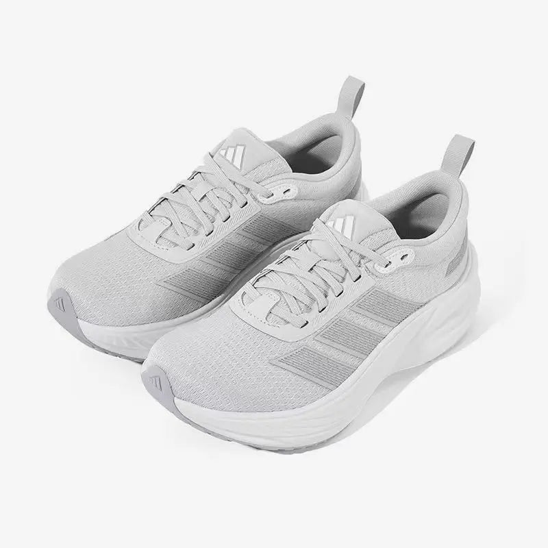 Adidas Floatnova Running Shoes for Men and Women, Comfortable and Versatile, Simple, Non-Slip, Wear-Resistant, Lace-Up, Mesh Fabric, Rubber, Light Gray Kj4605