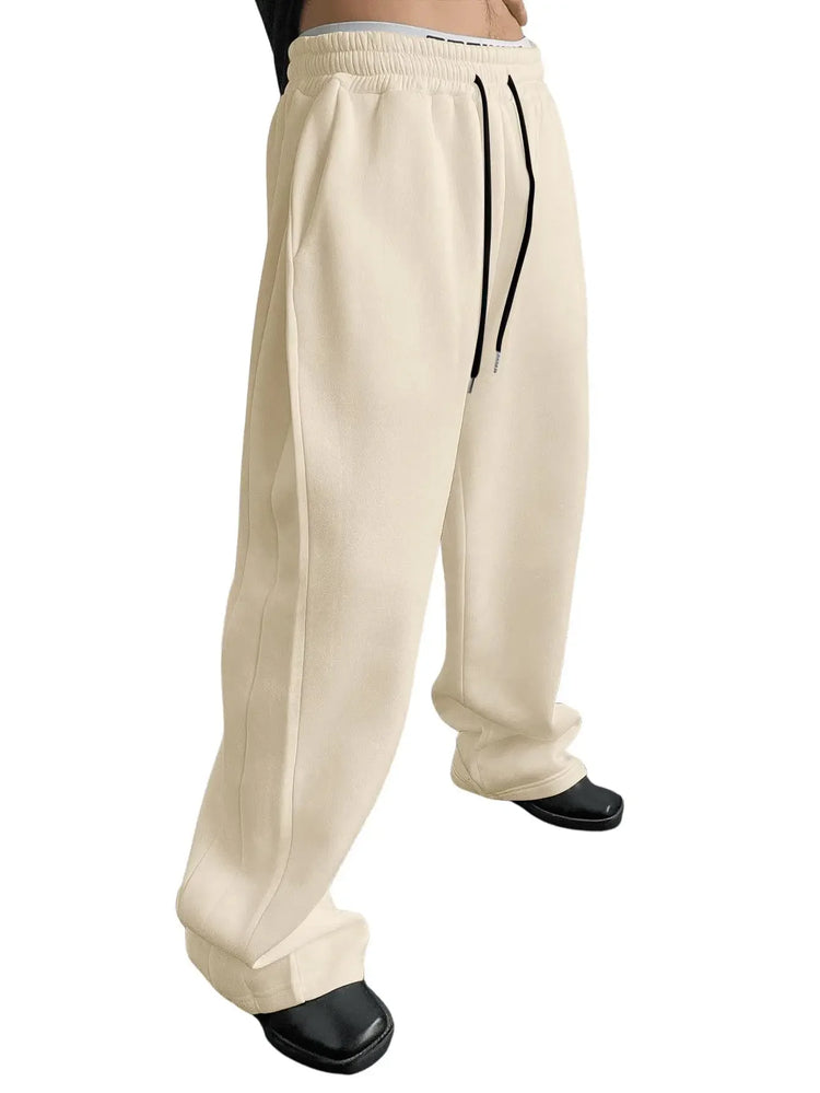 2026 American Heavyweight Sports Sweatpants for Men in The Summer of 2025, New Straight-leg Casual Wide-leg Long Pants