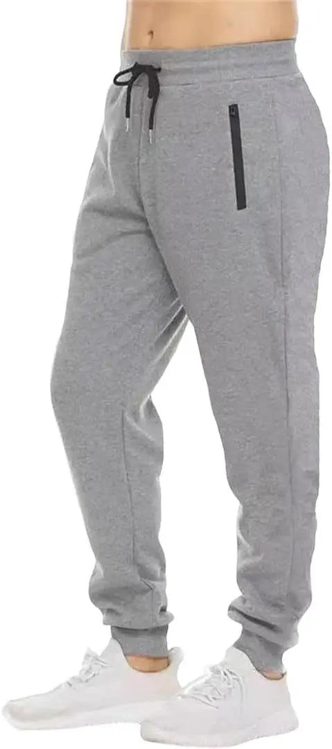 HUGE HILL 3 Pack Men's Fleece Lined Joggers Loose Fit Wide Leg Sweatpants with Zip Pockets S-3XL