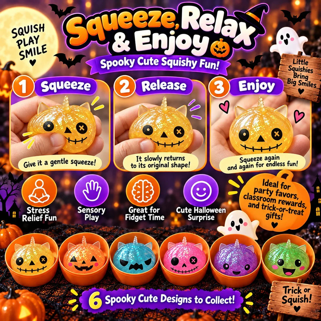 1-5PCS Halloween Dumpling Squishy Mystery Box Unicorn Ears Slow Rebound Squeeze Fidget Sensory Stress Relief Novelty Gift