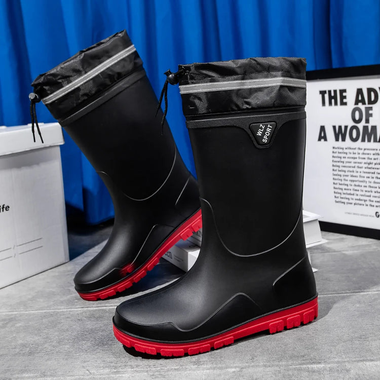 German Style Waterproof Rain Boots Men's Anti-Slip High Tube Long Camping Fishing Snake Bite Proof Thickened Rubber Shoes