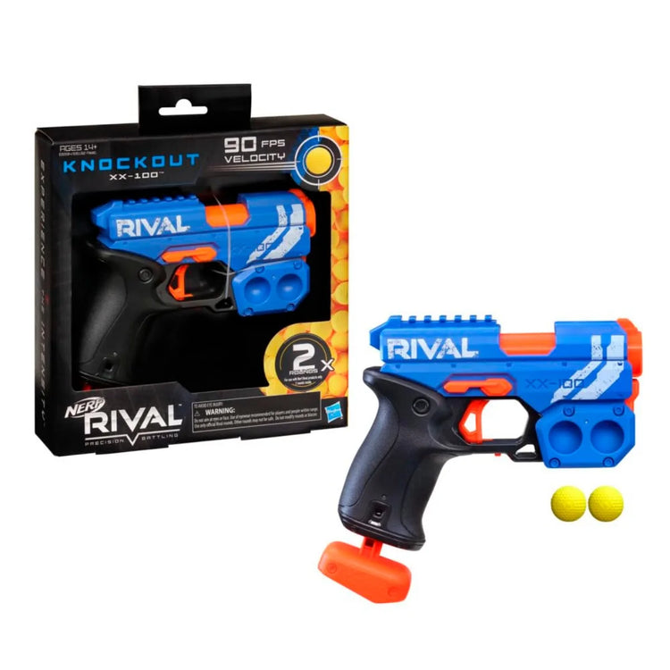Hasbro Nerf Rival Knockout XX-100 Blaster Round Storage, 90 FPS Velocity, Breech Load 2 Official Rival Rounds Kids Gift E6192