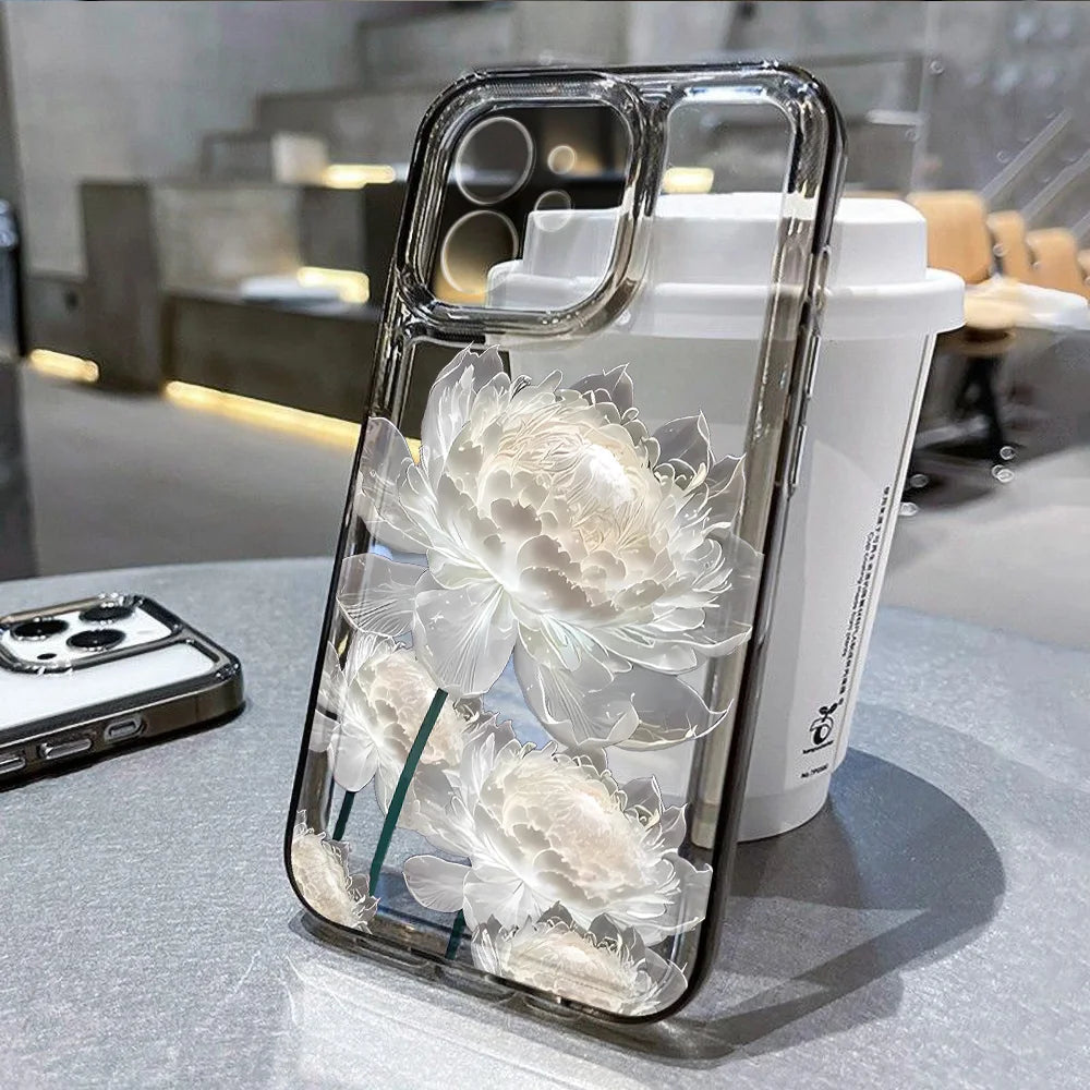 Flower Phone Case For iPhone 17 18 Pro Max 16 13 14 12 11 15 Pro Max 16e Air 7 Plus SE Shockproof Transparent Cover Soft Funda
