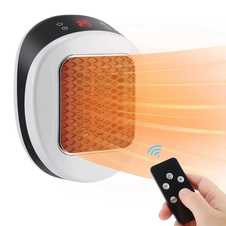 Electric Heater Wall Outlet Plug Space Heater with Remote Control PTC Fast Heating for Bedroom Office RV