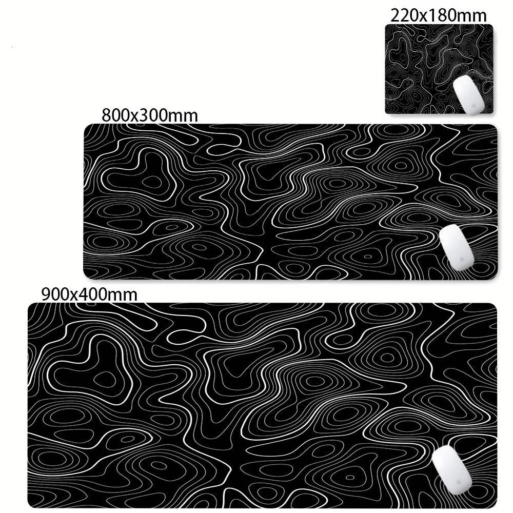 XXL Desk Mat Black And White Strata Liquid Mousepad Large Abstract Mouse Pad Gaming Deskmat With Lockedge Office Non-slip Carpet