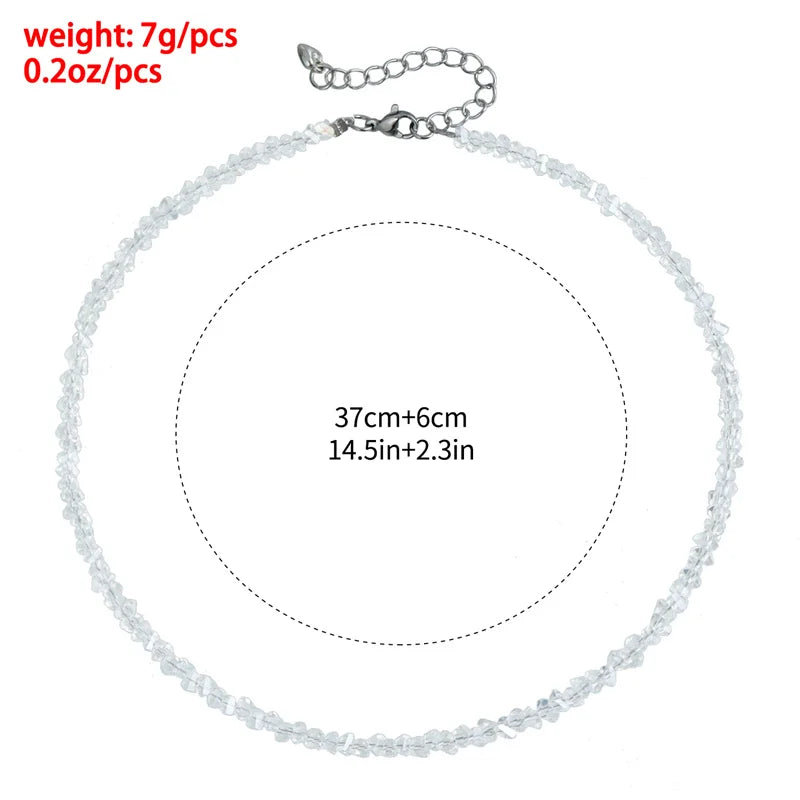 Transparent Crystal Irregular Beaded Choker Necklace for Women Korean Collarbone Clavicle Chain on the Neck Collar Jewelry
