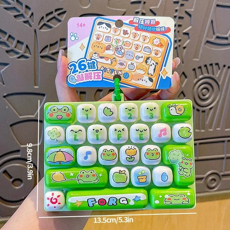 In Stock /26Grid Keycap /;Clicker Anti Stress Fidget Keyboard Keychain Decompression Button Cartoon Party Favor Gift 26구 키캡 키링