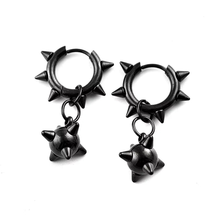 Punk Spike Rivet Hoop Earrings For Women Men Ear Studs Stainless Steel Gothic Hip Hop European and American Earring Jewelry Gift