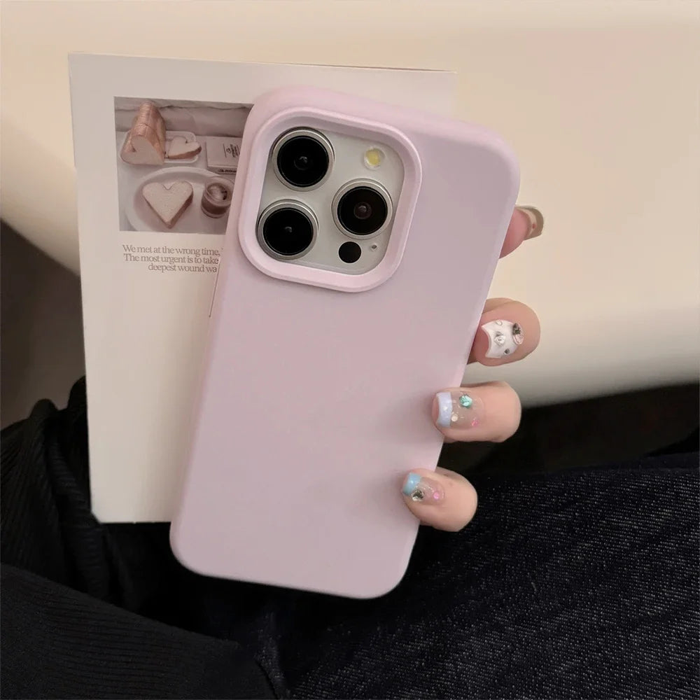 Dopamine-Inspired Silicone Solid Color Simple Fashion Phone Case for iPhone 18 17 Pro 16 Plus 16 18 Pro Max 15 14 13 12 11 Cover