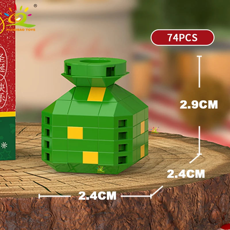 HUIQIBAO Christmas Mini Building Blocks Set DIY Santa Claus Xmas Tree Snowman House Ornament Kid Educational Assembly Toy