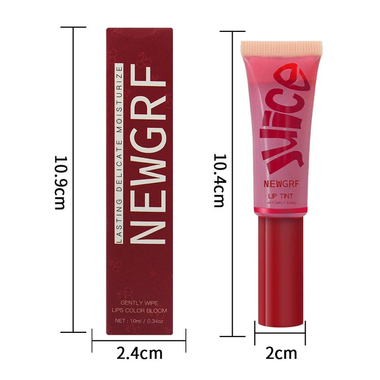 Juice Lip Tint Non-stick Cup Liquid Lipstick and Blush 2 in1 Waterproof Long Lasting Rose Red Lip Stain Makeup Pigment 1Pc