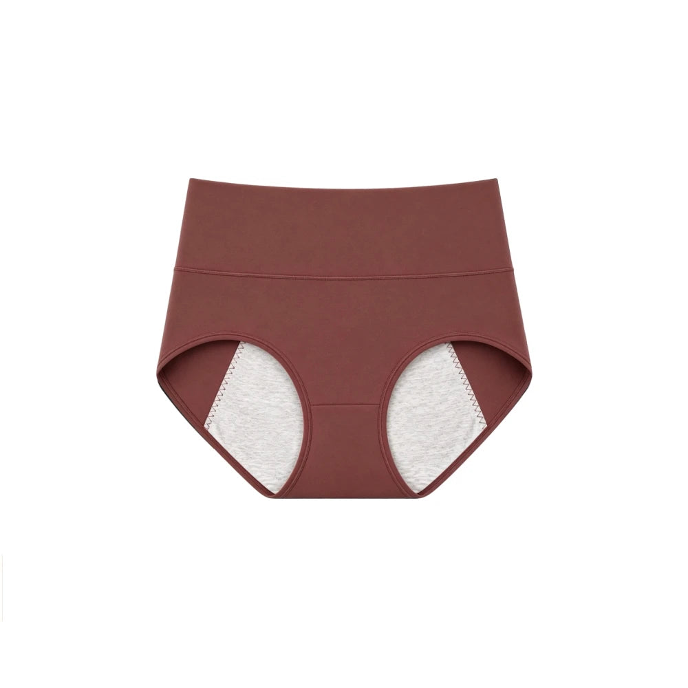 Women's Period Panties High-Waist Cotton Leak-Proof Underwear Girls Breathable Soft Maillard Solid Color Female Briefs Lingerie