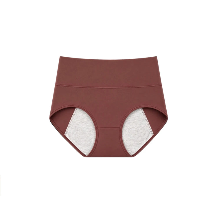 Women's Period Panties High-Waist Cotton Leak-Proof Underwear Girls Breathable Soft Maillard Solid Color Female Briefs Lingerie