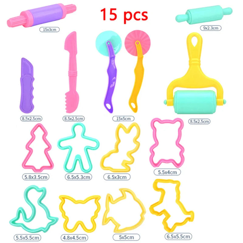 Kids DIY Play Dough Art Craft Toys 3D Plasticine Model Tools Accessories Clay Cutter Molds Creative Set For Boys Girls Children