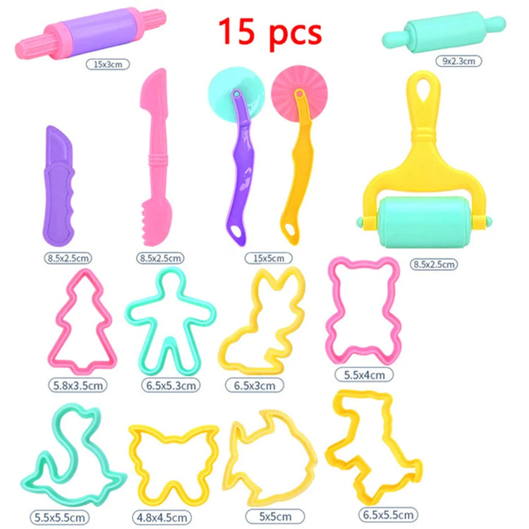 Kids DIY Play Dough Art Craft Toys 3D Plasticine Model Tools Accessories Clay Cutter Molds Creative Set For Boys Girls Children