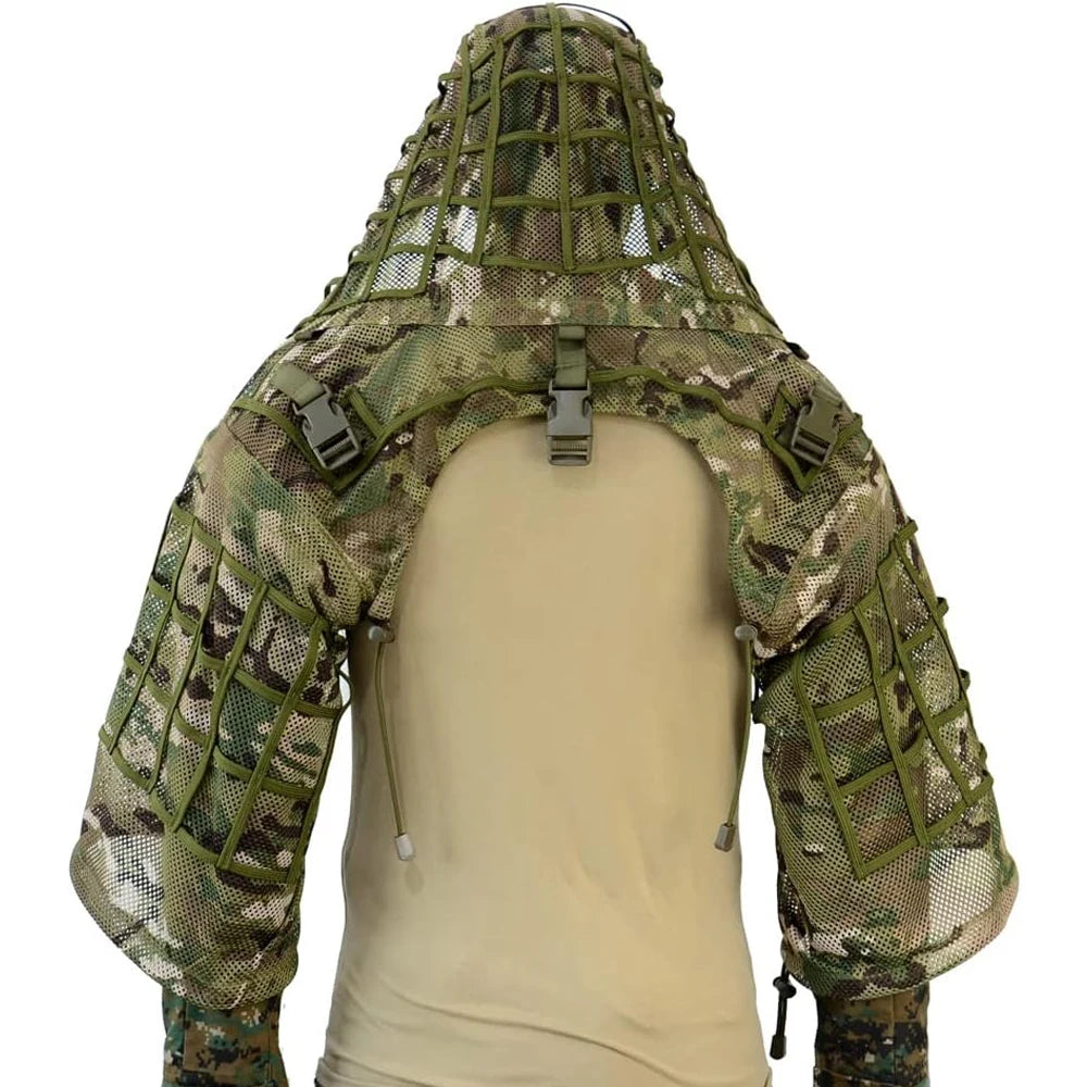 Ghillie Suit Foundation, Ghillie Poncho, Camouflage Hunting Base, Cape Sniper Viper Hood for Airsoft Paintball