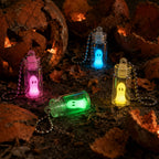 4pcs Exquisite Luminous Ghost Keychain Set Halloween Multicolor Tiny Glow Drifting Bottle Keyrings Adopt Ghost Spectre Jewelry