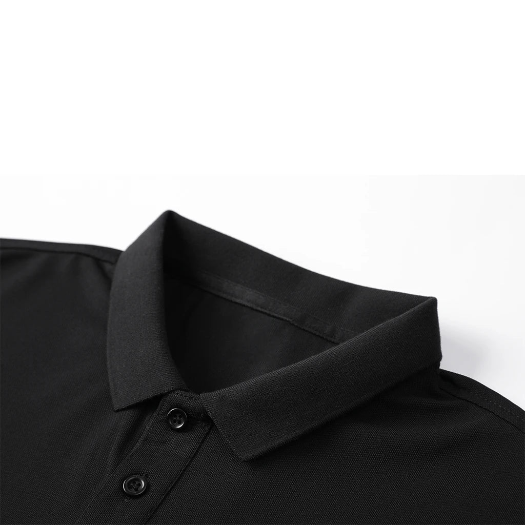 Men Quick Dry Long Sleeve Golf Polo Shirt Breathable Sports T‑Shirt Casual Work Pullover Lapel Tops Lightweight Business Outdoor