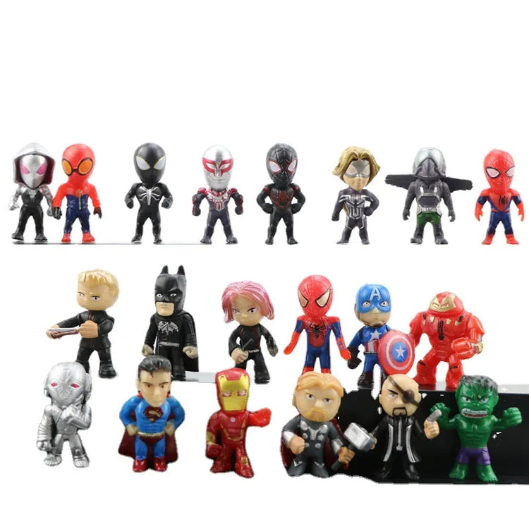 20pcs/set Marvel Avengers Hulk Thor Spider Man venom Captain Decoration action Figure Capsule Toys for kids Xmas Gift