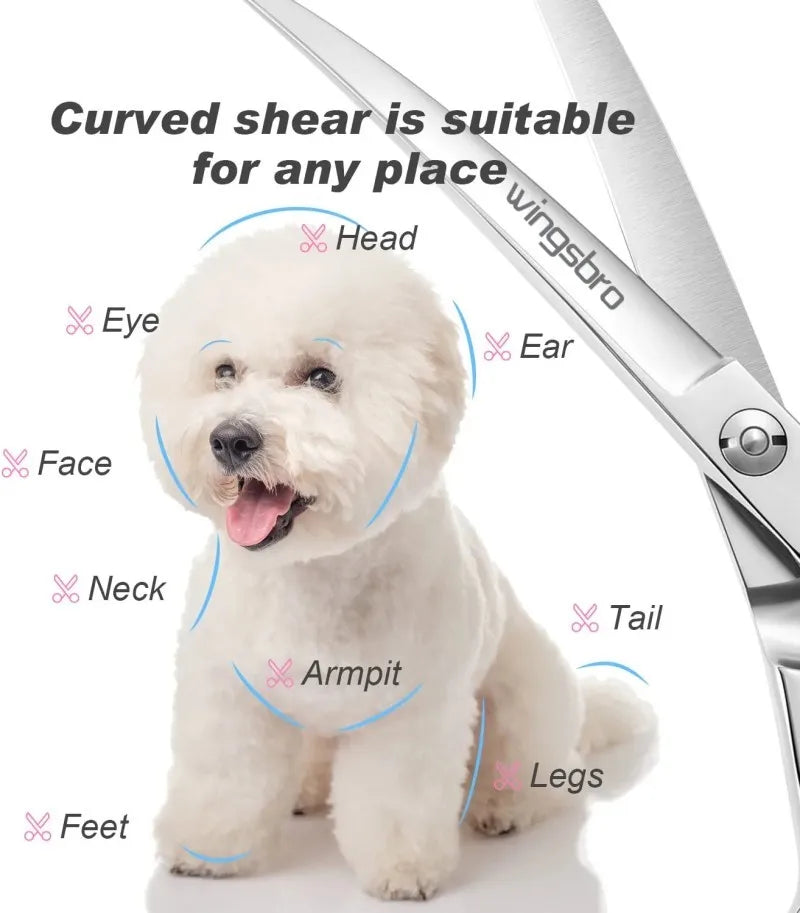 7.5" Curved Dog Grooming Scissors , Professional Pet Curved Scissors Dog Scissors Cat Curved Scissors
