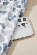 Beige Camouflage Print Lapel Shirt Drawstring 2pcs Short Pajama Set