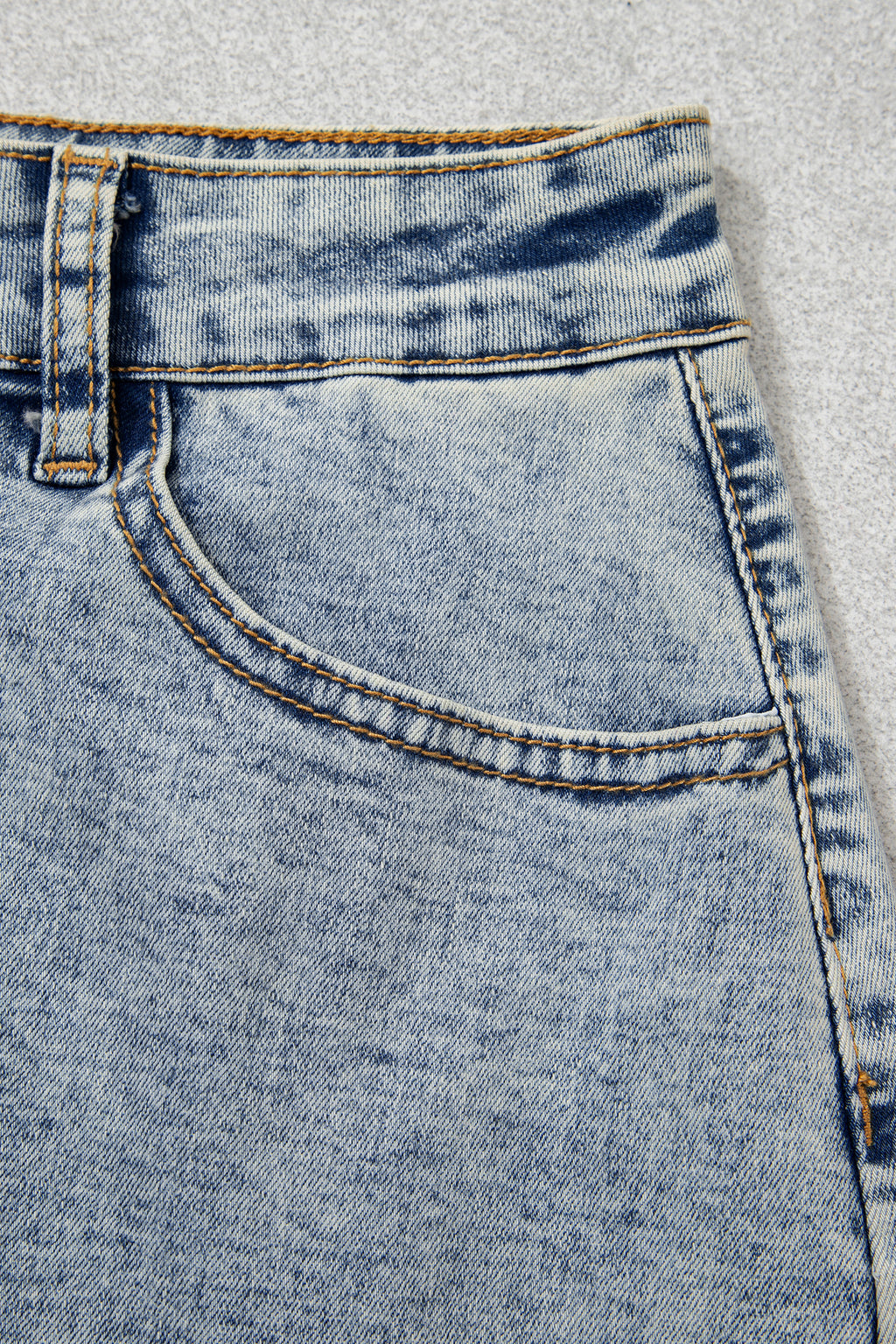 Myosotis Scalloped Detail Button Front Short Denim Skirt