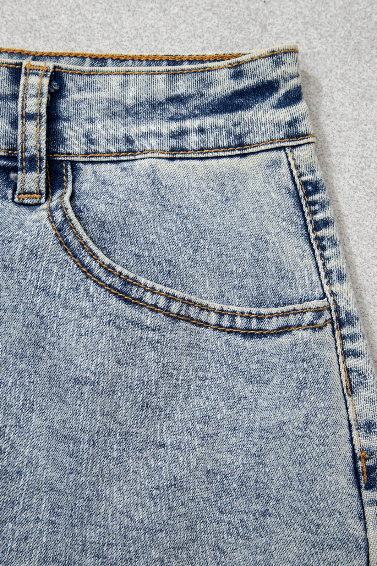 Myosotis Scalloped Detail Button Front Short Denim Skirt
