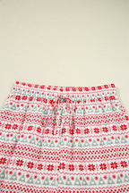 White Christmas Pattern Print Shirt Style Long 2pcs Pajama Set