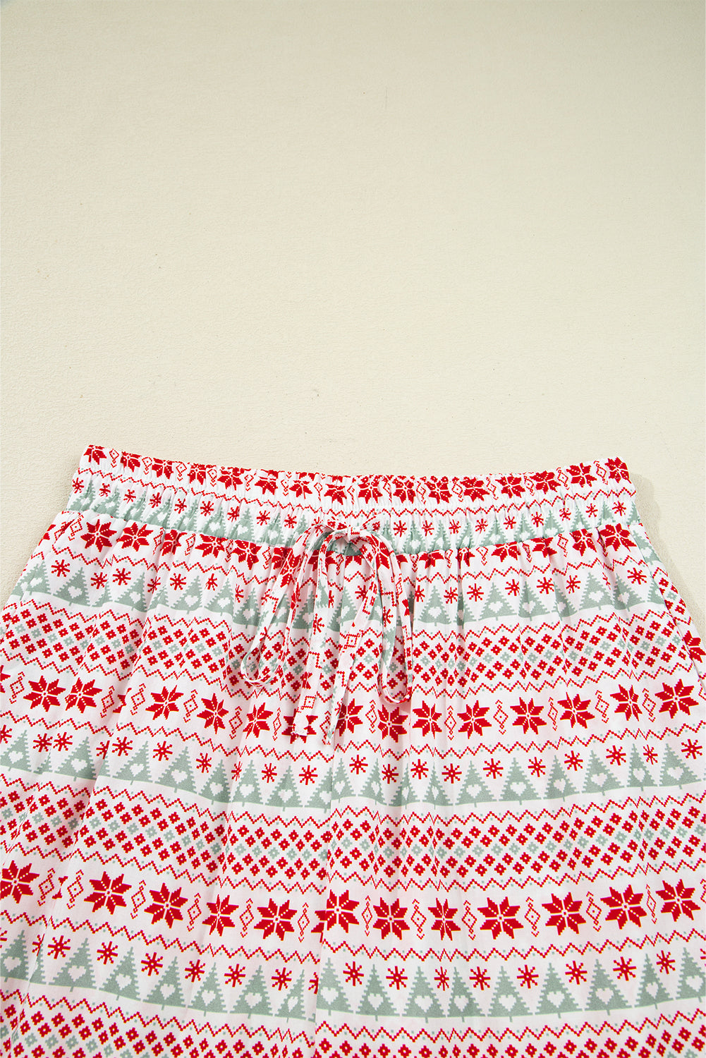 White Christmas Pattern Print Shirt Style Long 2pcs Pajama Set