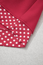 Red Dahlia Colorblock Polka Dot Contrast Trim Oversized Sweatshirt