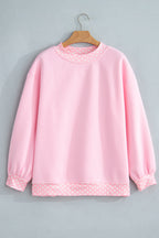 Red Dahlia Colorblock Polka Dot Contrast Trim Oversized Sweatshirt