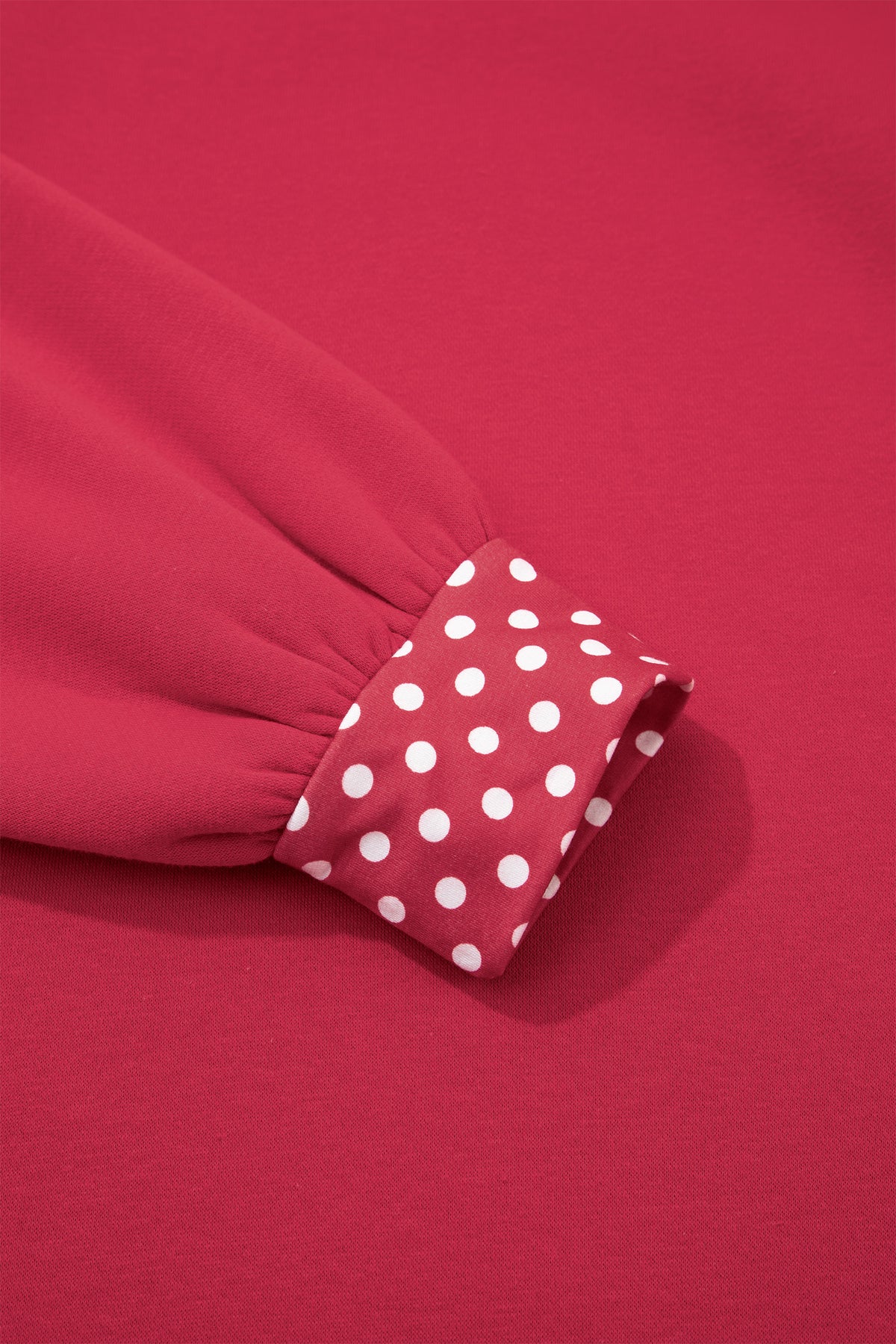 Red Dahlia Colorblock Polka Dot Contrast Trim Oversized Sweatshirt