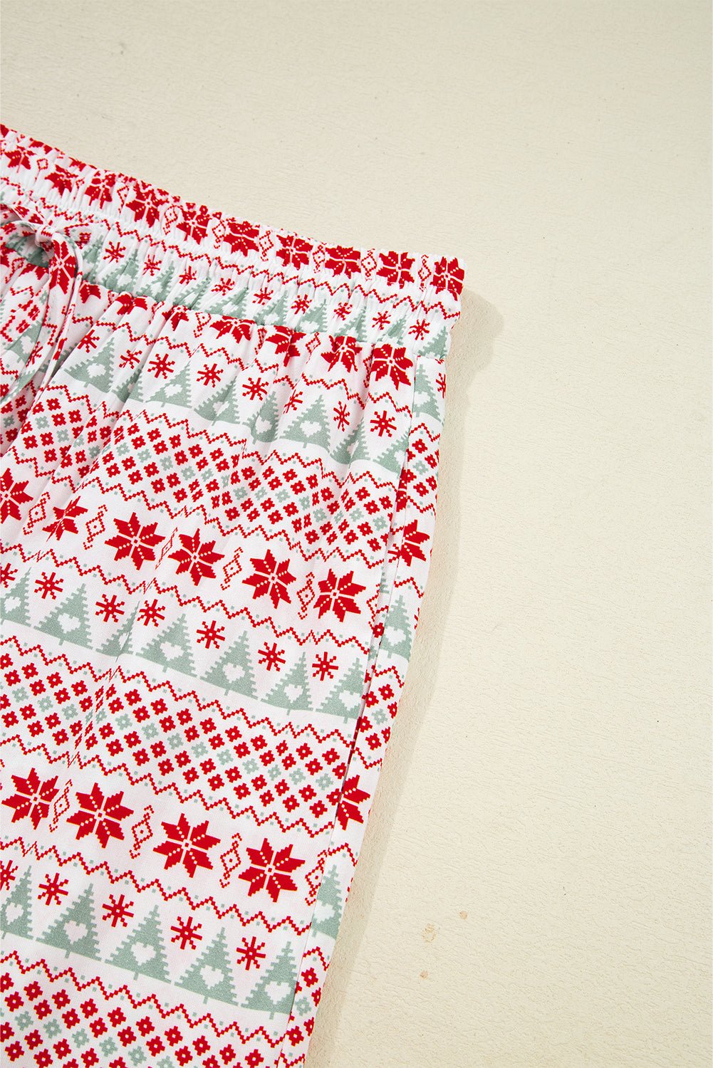White Christmas Pattern Print Shirt Style Long 2pcs Pajama Set