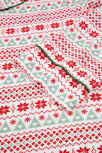 White Christmas Pattern Print Shirt Style Long 2pcs Pajama Set