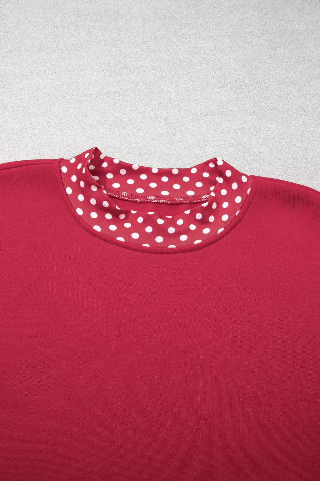Red Dahlia Colorblock Polka Dot Contrast Trim Oversized Sweatshirt