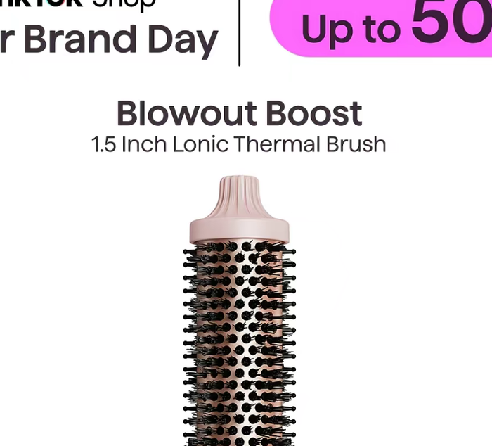 Pink 1.5 inch negative ion thermal brush